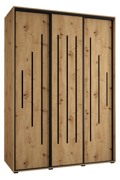 Šatní skříň YVONA 12 - 170/60 cm, dub artisan / černá