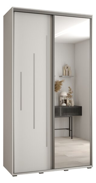 Šatní skříň YVONA 13 - 130/45 cm, bílá / stříbrná