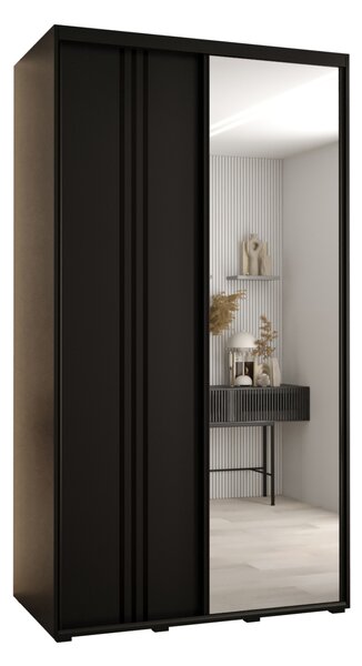 Šatní skříň YVONA 7 - 140/60 cm, černá / černá