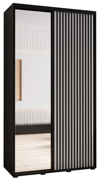 Šatní skříň FIDELIA 2 - 130/45 cm, černá / bílá / černá
