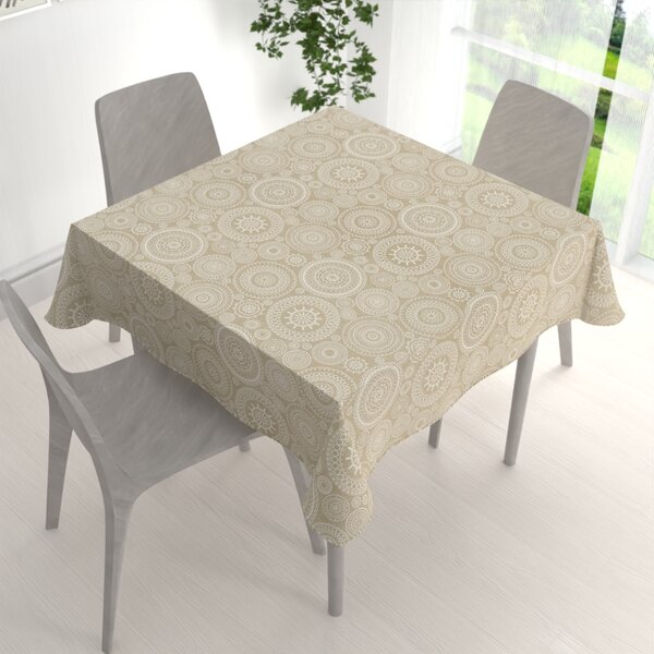 Biante Dekorační čtvercový ubrus Leona LN-170 Bílé mandaly na režném 130x130 cm