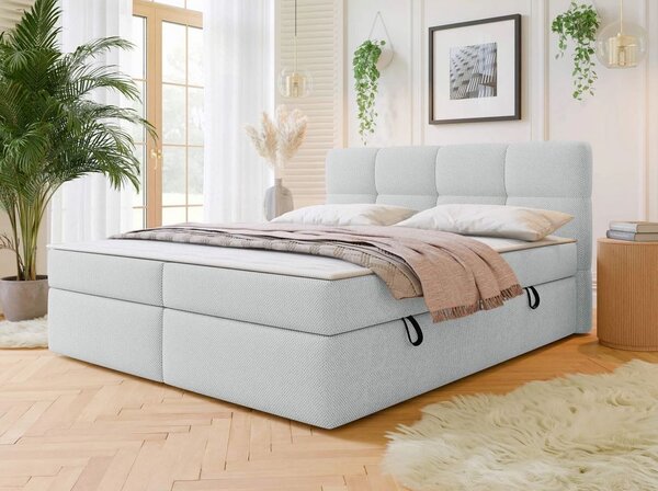 Americká manželská postel 140x200 ZENDER - světlá šedá + topper ZDARMA
