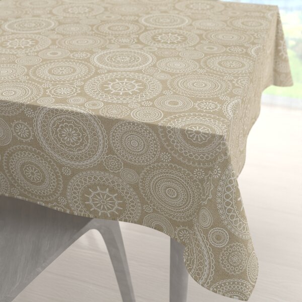 Biante Dekorační čtvercový ubrus Leona LN-170 Bílé mandaly na režném 130x130 cm