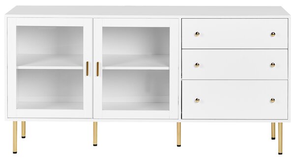 Prosklená komoda MILORA 160 cm Bílá