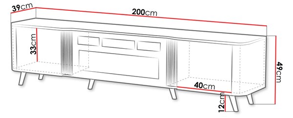 TV stolek s elektrickým krbem KLEMEK - kašmír
