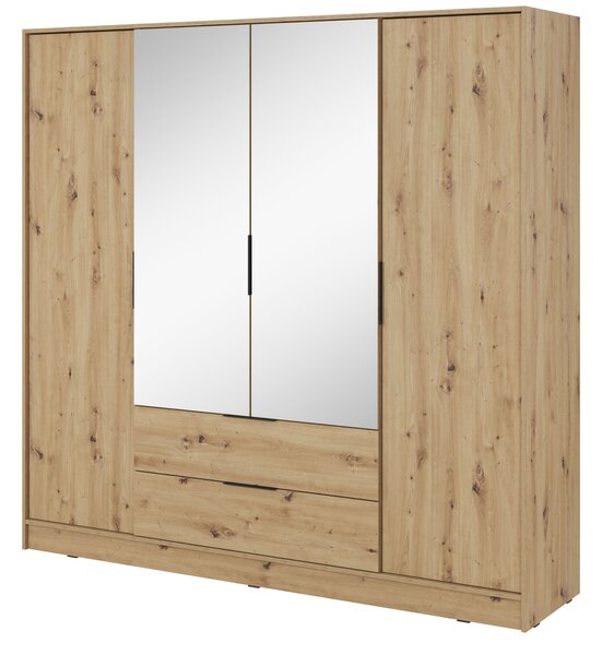 Kombinovaná šatní skříň 206 cm COSIMA se zrcadlem - dub artisan