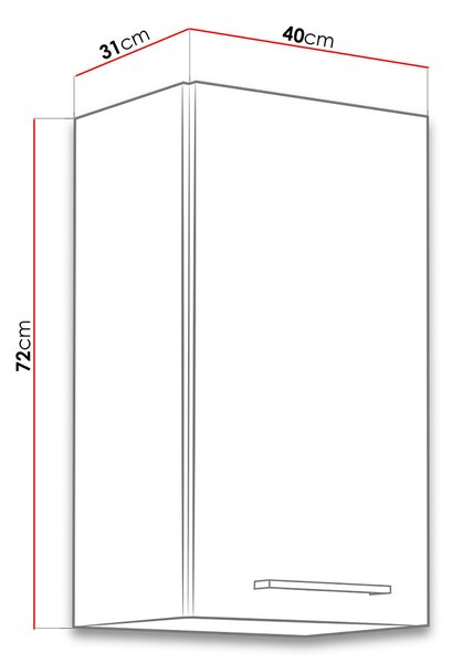 Horní kuchyňská vysoká skříňka 40 cm ZHILAN - dub lancelot / matera