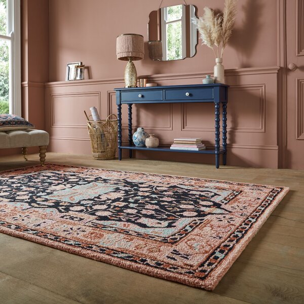 Flair Rugs, Kusový koberec Wool Loop Blossom Pink/Black, 160x230, růžová, ložnice