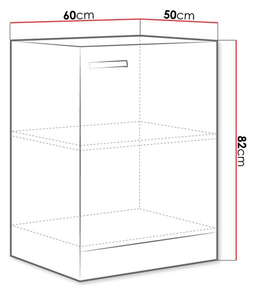 Dolní jednodveřová kuchyňská skříňka 60 cm RONG - šedá / lesklá šedá
