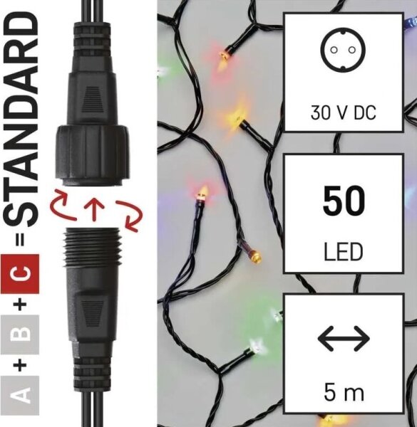 LED Venkovní vánoční řetěz 50xLED/5m IP44 multicolor