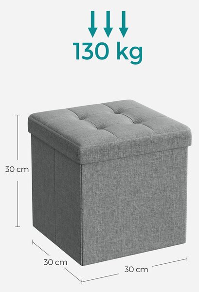 Taburet s úložným prostorem OTTOMAN 30x30 cm, šedý