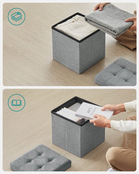 Taburet s úložným prostorem OTTOMAN 30x30 cm, šedý
