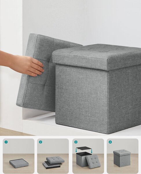 Taburet s úložným prostorem OTTOMAN 30x30 cm, šedý