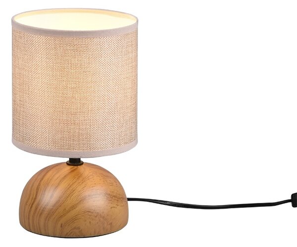 Trio Leuchten R50351035 LUCI - Stolní lampička s podstavcem v imitaci dřeva 1 x E14, 23cm (Stolní lampa s keramickým podstavcem v imitaci dřeva a textilním stínidlem)