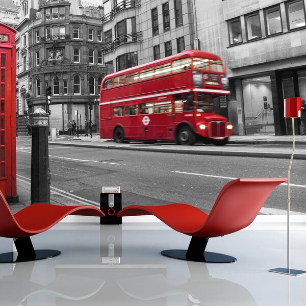 Fototapeta - Červený autobus a telefonní budka v Londýně 250x193 + zdarma lepidlo