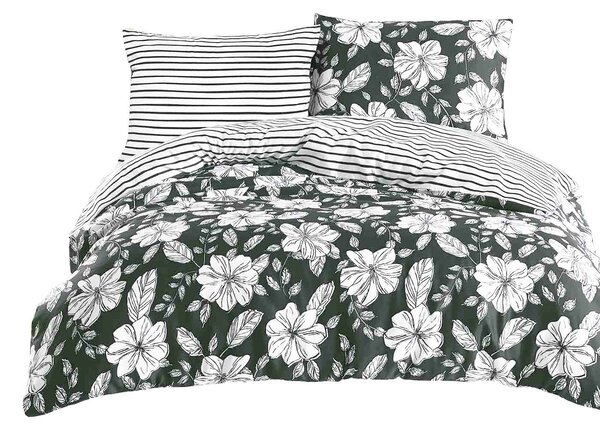 SATÉNOVÉ LOŽNÍ POVLEČENÍ SATYNLOVE EXCLUSIVE HAKKI GREEN 200X220 CM, 2KS 70X80 CM VZOROVANÉ