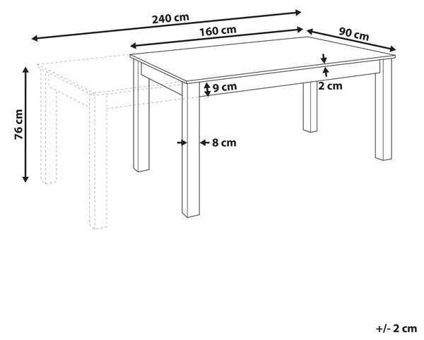 Rozkládací jídelní stůl MADURA Přírodní jasan 160/240 cm 90 cm