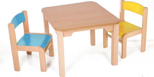 Hajdalánek Dětský stolek MATY + židličky LUCA (žlutá, modrá) MATYLUCAZLMO