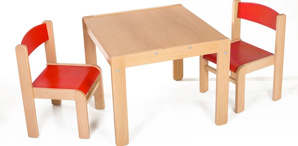 Hajdalánek Dětský stolek LUCAS + židličky LUCA (červená, červená) LUCASLUCACECE