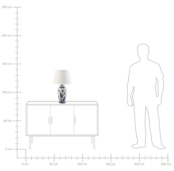 Stolní lampa BIJELA Porcelán Bílá/Modrá