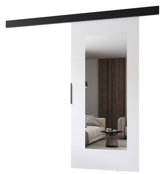 Posuvné dveře se zrcadlem BARRET 19 - 106 cm, bílé / černé
