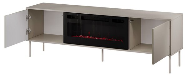 Televizní stolek s elektrickým krbem HARTSELE - zelený