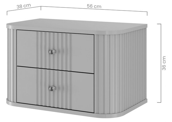 Set závěsných nočních stolků Vesper 56 cm - kašmírová / ořech / zlaté úchytky