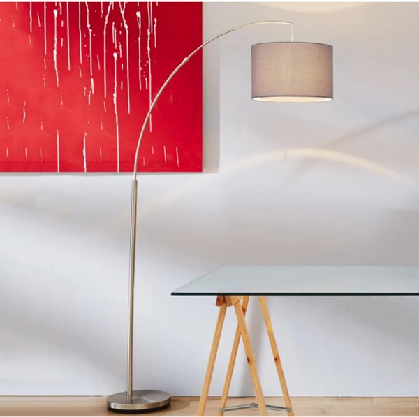 Brilliant 13258/22 Oblouková stojací lampa CLARIE šedá