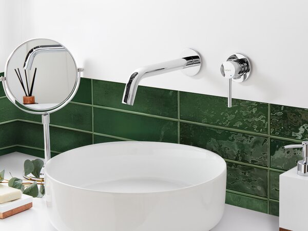 Nástěnná umyvadlová baterie TRAFUL Mosaz Stříbrná
