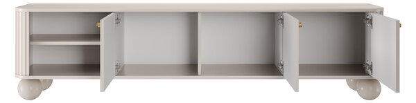 Moderní TV skříňka Vesper 187 cm třídveřová - kašmír / zlaté úchyty / kulaté nohy