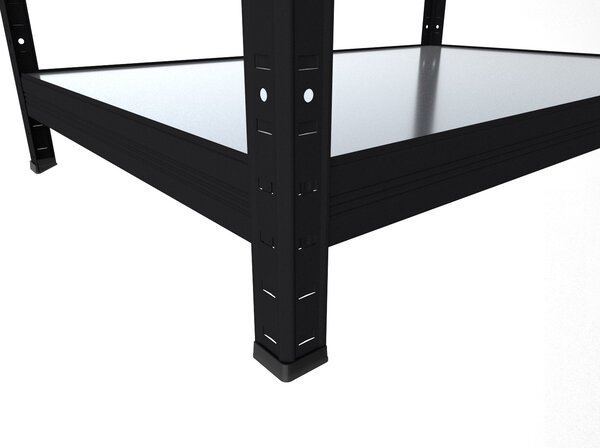 Kovový regál Biedrax 35 x 60 x 210 cm, černý, 8 polic plech zinek, nosnost 150 kg na polici