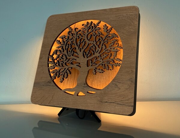 "Dub v kruhu" lampa 31x31cm provedení povrchu: dub světlý