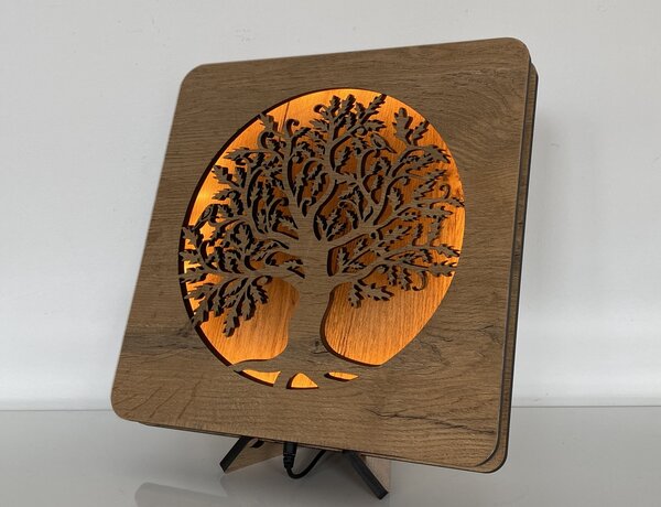 "Dub v kruhu" lampa 31x31cm provedení povrchu: dub světlý