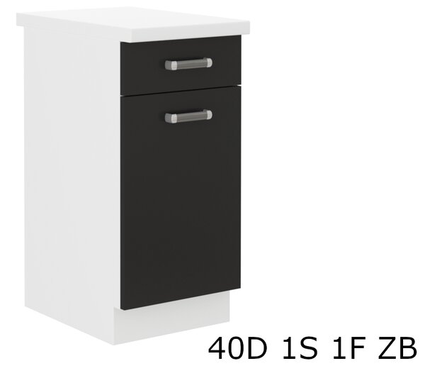Kuchyňská skříňka dolní s pracovní deskou OMEGA 40D 1S 1F ZB, 40x82x60, černá/bílá