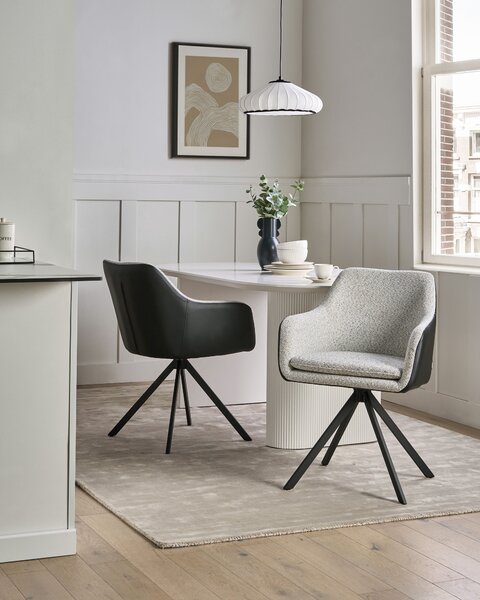 Sada 2 jídelních židlí LITHIA Tkanina Černá/Bílá