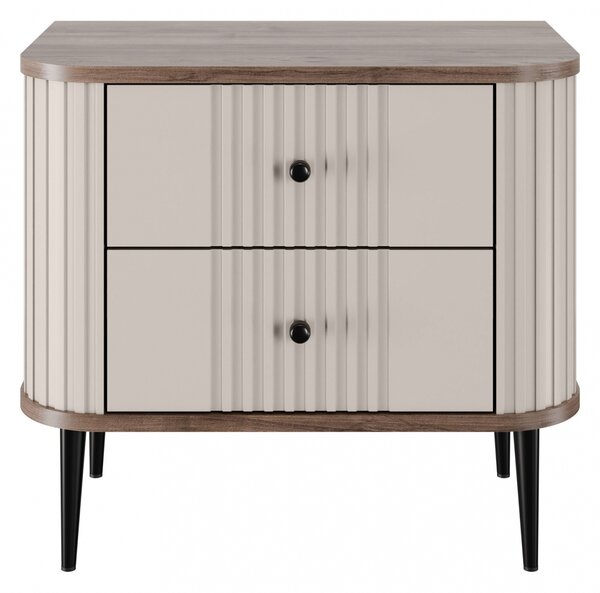 Set nočních stolků Vesper 56 cm - kašmírová / ořech / černé nohy