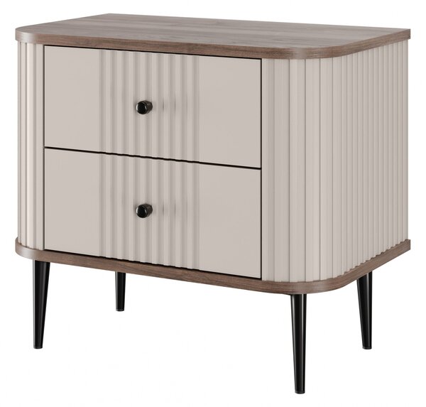 Set nočních stolků Vesper 56 cm - kašmírová / ořech / černé nohy