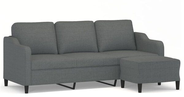 3místná pohovka s podnožkou tmavě šedá 180 cm textil 3201136