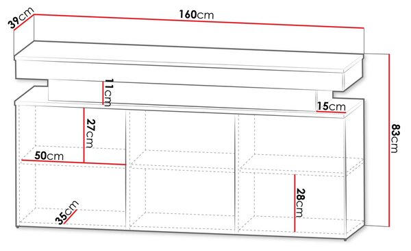 Moderní komoda s dvířky HYDA - písková béžová + LED osvětlení ZDARMA