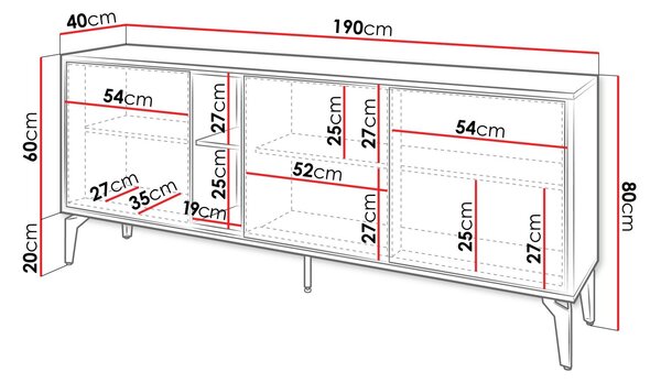 Designová komoda s dvířky KALWI - barokní dub jantarový / černá