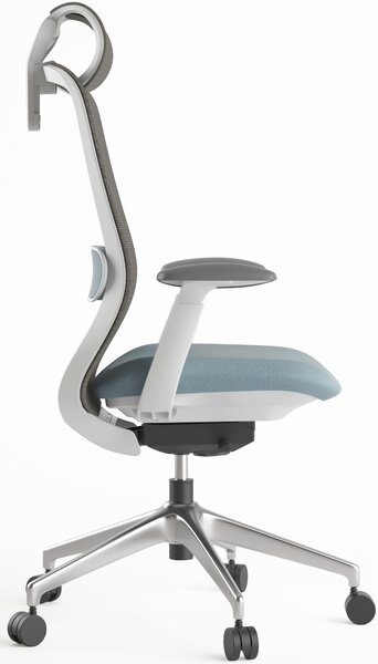 Ergonomická kancelářská židle MERCURY BESSEL ŠEDÝ PLAST, MODRÁ – pohodlné sezení