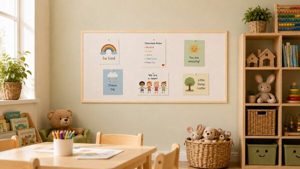 Textilní (plstěná) tabule 120 × 60 cm, bílá, v lakovaném dřevěném rámu, TFWHITE126W