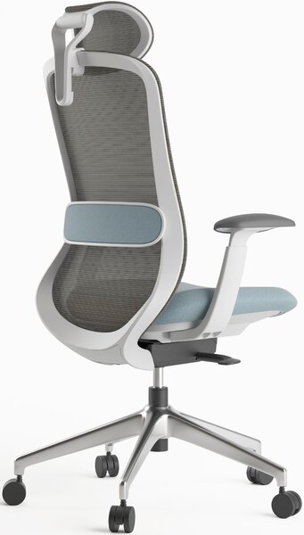 Ergonomická kancelářská židle MERCURY BESSEL ŠEDÝ PLAST, MODRÁ – pohodlné sezení