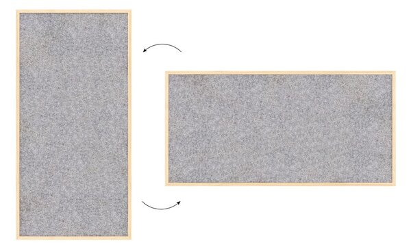 Textilní (plstěná) tabule 120 × 60 cm, světlé šedá, v lakovaném dřevěném rámu, TFLIGHTG126G