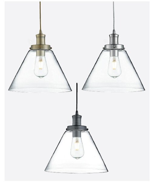 Searchlight 3228AB Závěsné svítidlo PYRAMID patina, čiré sklo