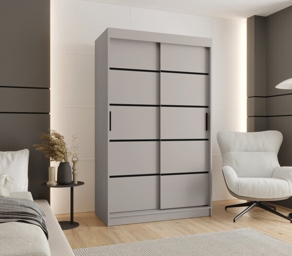 Úzká šatní skříň 120 cm CASANDRA - kašmír / černá