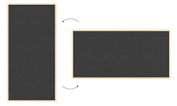 Textilní (plstěná) tabule 120 × 60 cm, šedá, v lakovaném dřevěném rámu, TFGREY126G