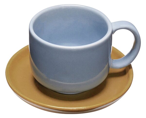 Šálek s podšálkem Amare Light blue/Brown 200 ml