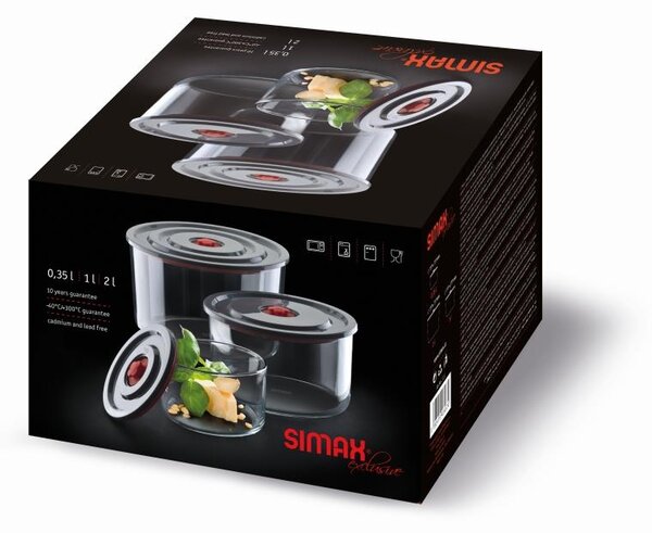 SIMAX SKLENĚNÁ NÁDOBA 0,35 L, 1 L, 2 L SADA 3KS