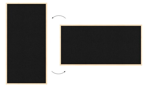 Textilní (plstěná) tabule 120 × 60 cm, černá, v lakovaném dřevěném rámu, TFBLACK126BK